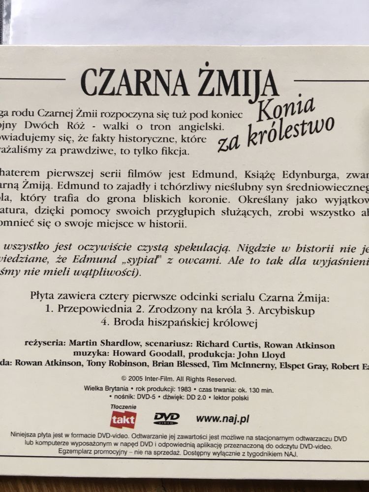 Głupek Renesansu oraz inne odc. Czarna Żmija, serial Rowana Atkinsona