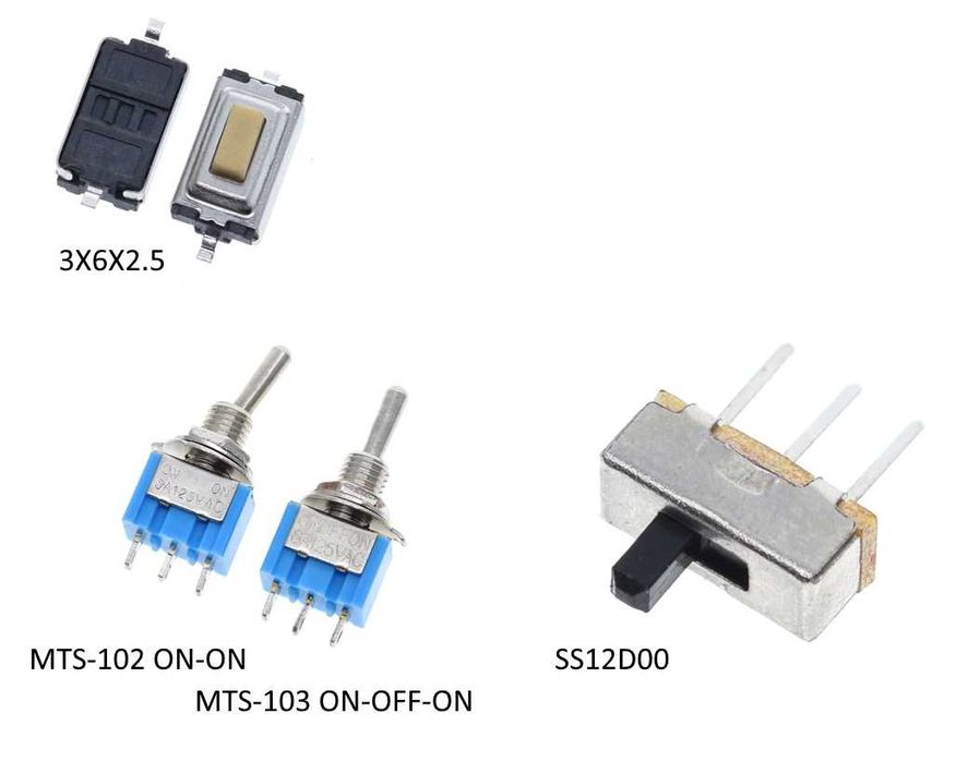 Тумблери, кнопки тактильні, перемикачі