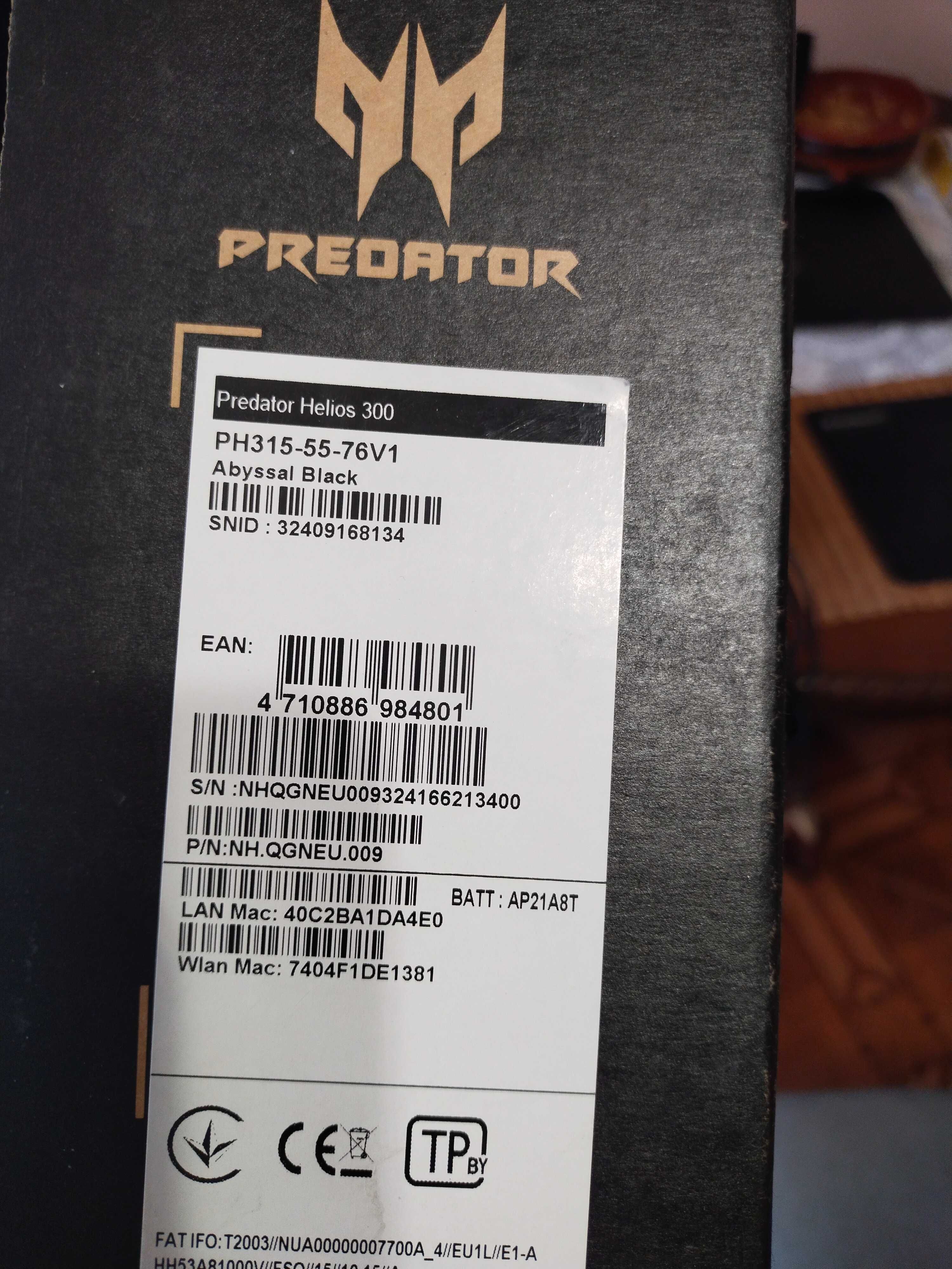 Acer Predator Helios 300 i7 12700, nvidia 3070, 1tb, 32gb ddr5