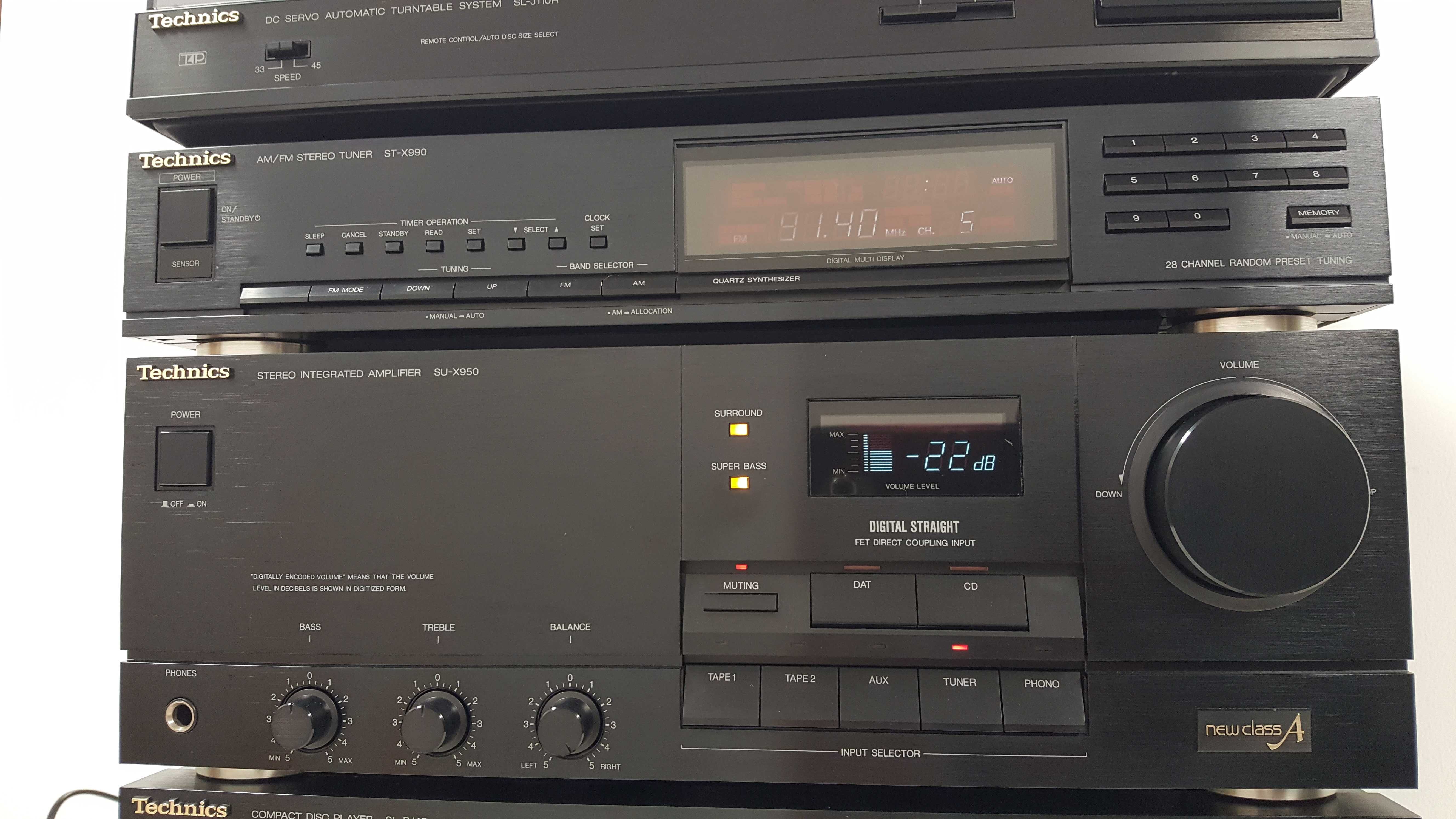 Wieża Technics 80-te lata Wzmacniacz SU-X950 Magnetofon RS  CD SL-PJ45