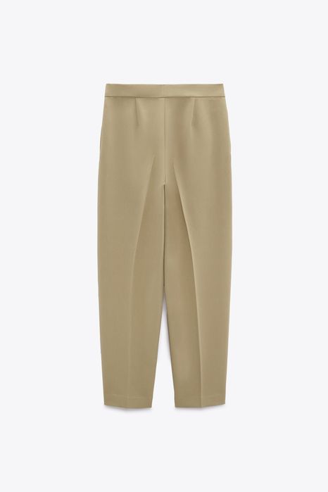 Брюки mom ZARA мом бежеві штани пісочні на талію бежевые базовые осень