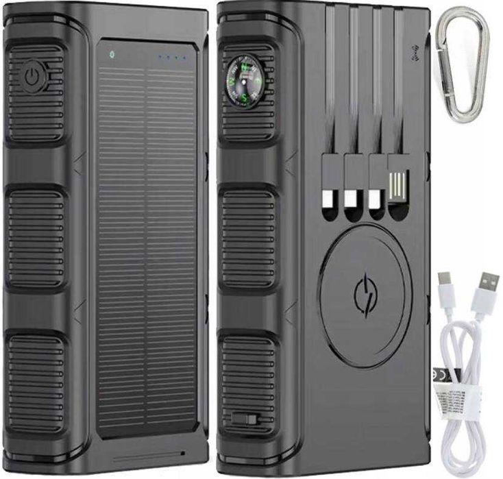 Ładowarka solarna 36000 mAh powerbank indukcja 8 portów LED
