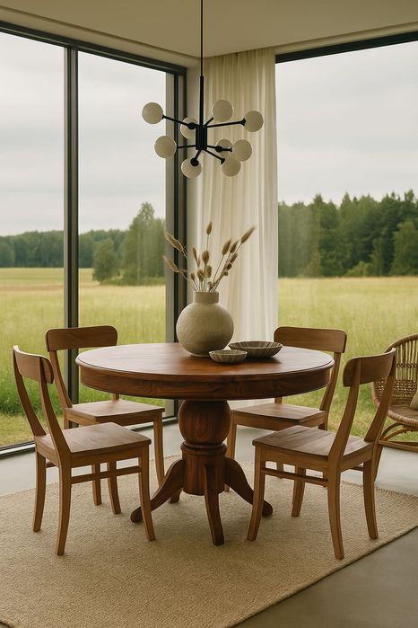 Stół okrągły 120 jadalnia ogrodowy drewno egzotyczne ludwik kolonialny