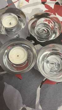 Swieczniki rozne 4 szklane i 1 ceramiczny