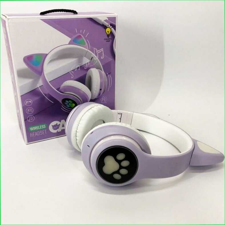 бездротові навушники LED з котячими вушками CAT STN-28.колір:фіолет