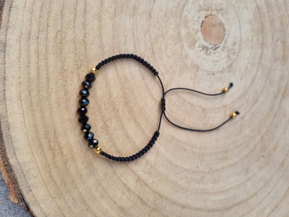 Czarna bransoletka makrama handmade rękodzieło