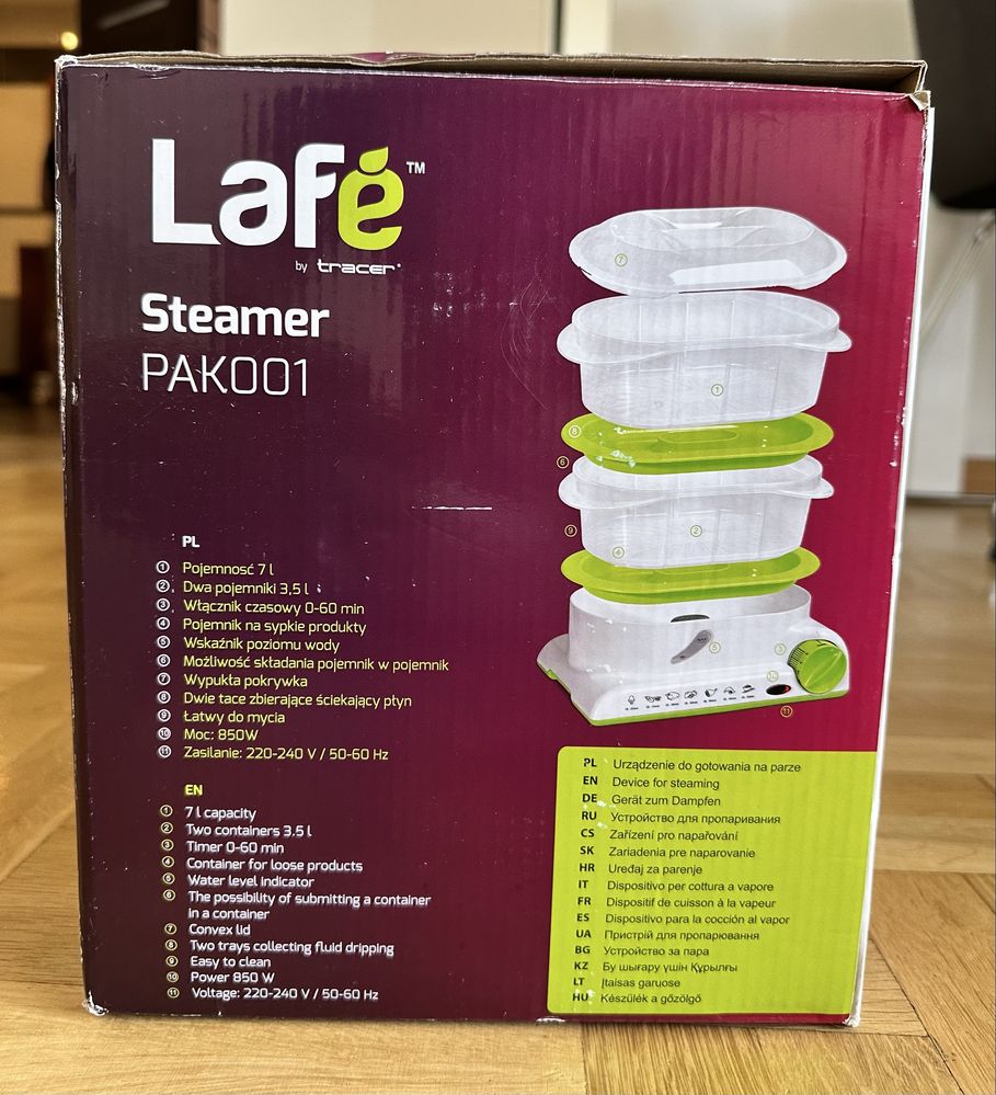 Parowar Lafe, 850W, nowy, nieużywany