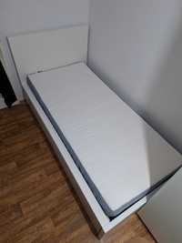 Łóżko, Białe z zagłówkiem oraz 2 szufladami IKEA + materac dopasowany.