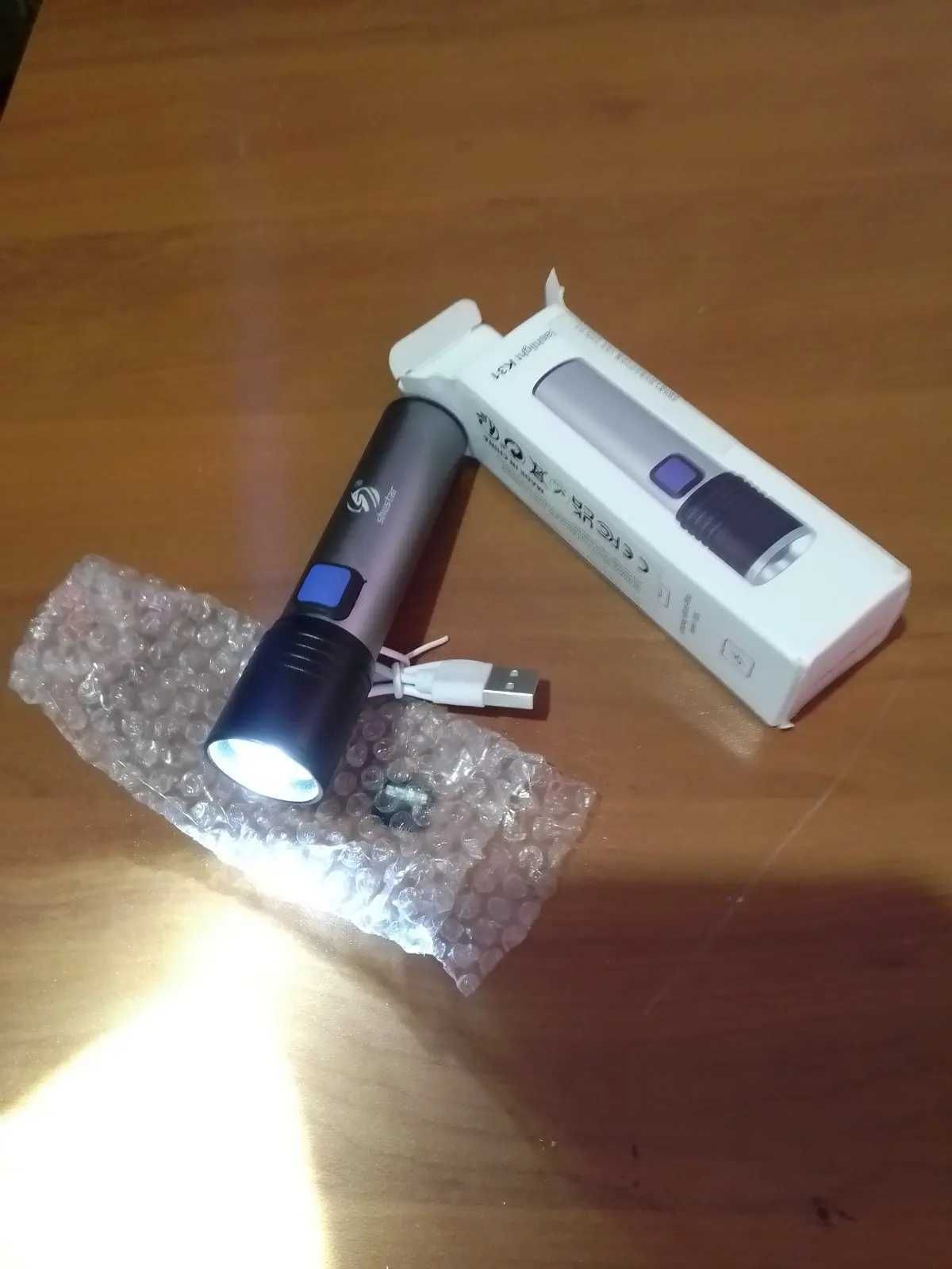 Latarka taktyczna led z aku 1200mAh  zoom , bardzo mocna