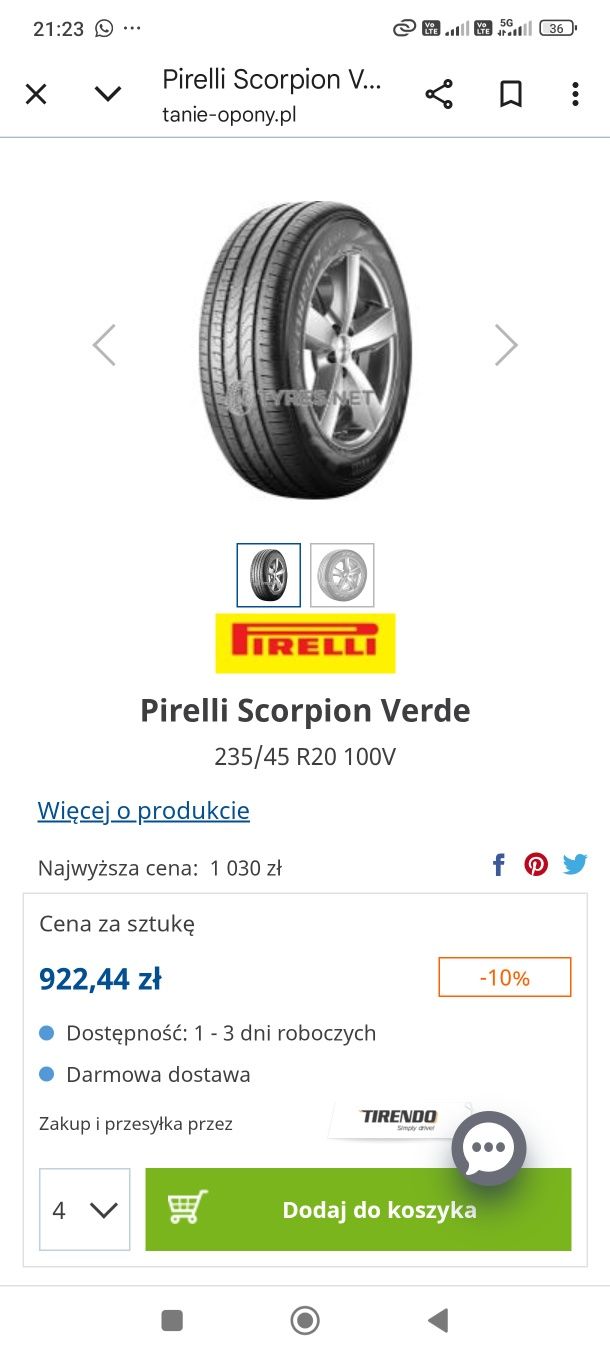 235/45/20 PIRELLI Scorpion Verde opony letnie super stan 4 szt.okazja