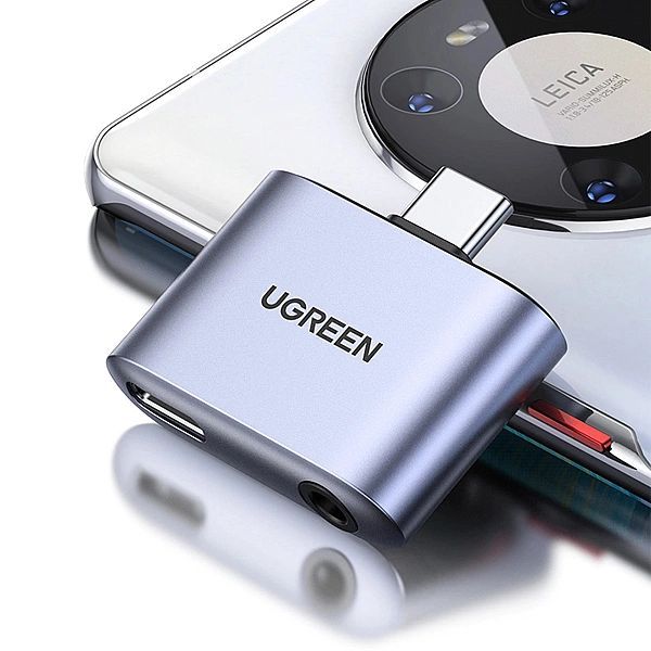 Adapter audio Ugreen Cm231 Usb-c mini jack 3,5 mm - szary