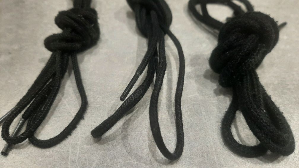 3x czarne sznurówki męskie okrągłe 75 cm, 80 cm, 90 cm