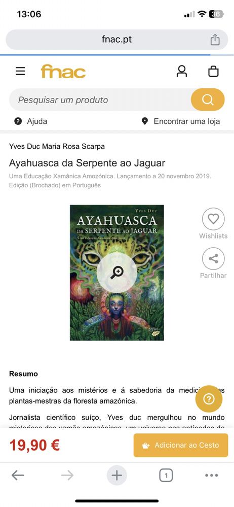 Vendo LIVRO- ayahuasca da serpente ao jaguar