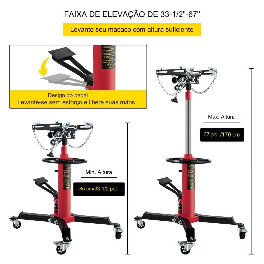 Elevador de Motor e Transmissão  - 750kg, Vermelho