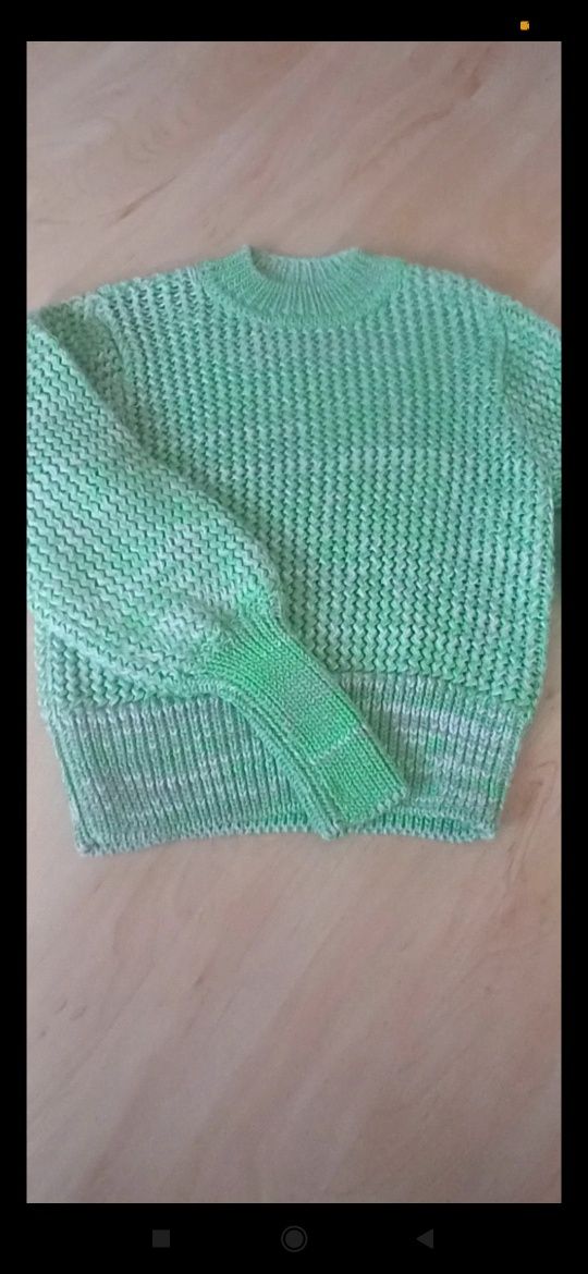 Sweter zielony melanż H&M
