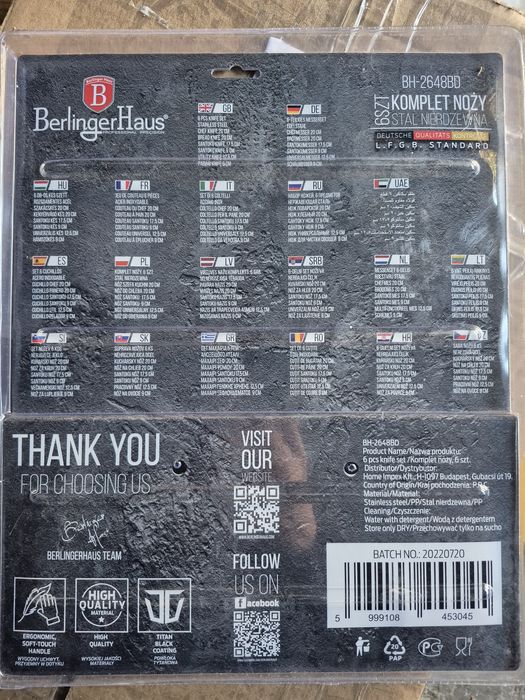Berlinger haus bh-2648bd zestaw set nozy 9 - 20cm szefa santoku