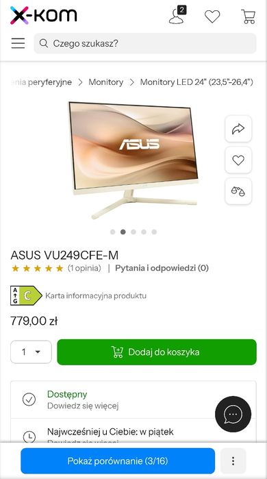 2 monitory Asus VU249CFE-M 24" FullHd 1920x1080 IPS 1ms 100hz