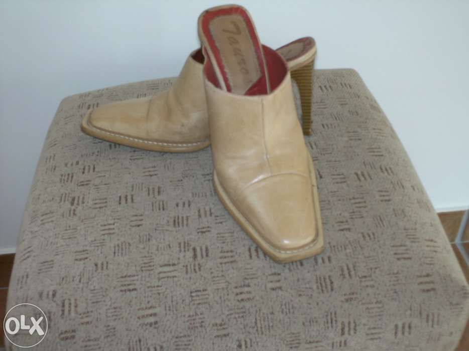 Sapatos / mules beje - nr. 35 em pele - excelente estado!