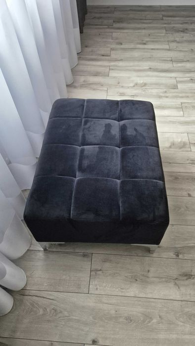 Duża pufa, podnóżek, pikowana welurowa 60x80 cm