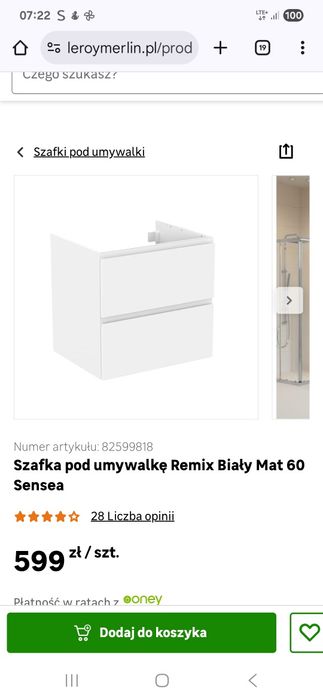 Szafka pod umywalkę 60 REMIX biały sensea