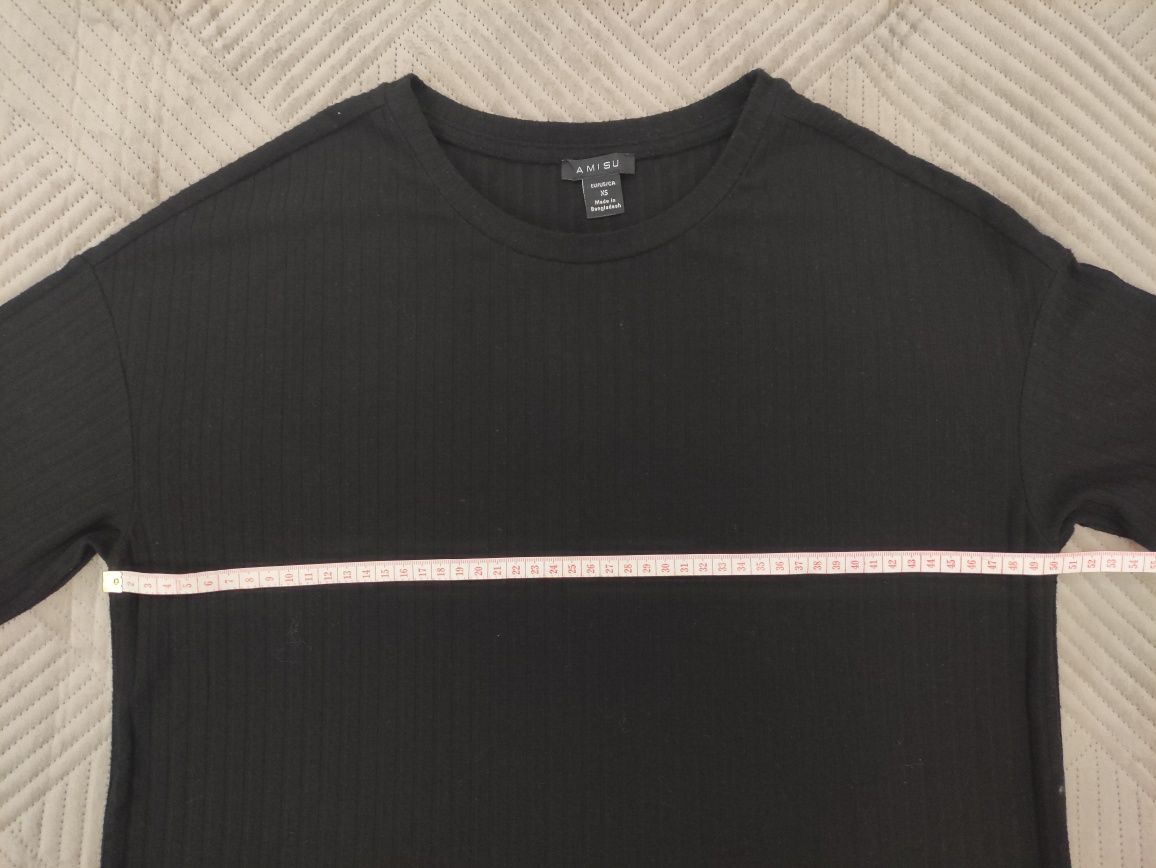 Nowa czarna bluzka w prążki oversize AMISU rozmiar XS