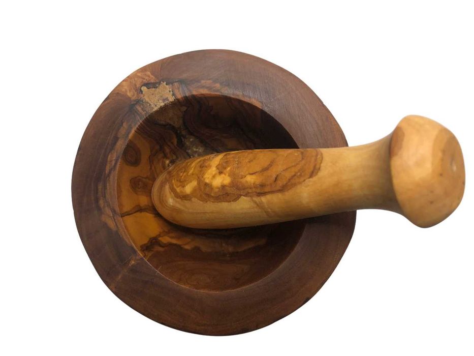 SOL19 Moździerz Z Drewna Oliwnego Z Tłuczkiem Drewno Oliwne 11cm