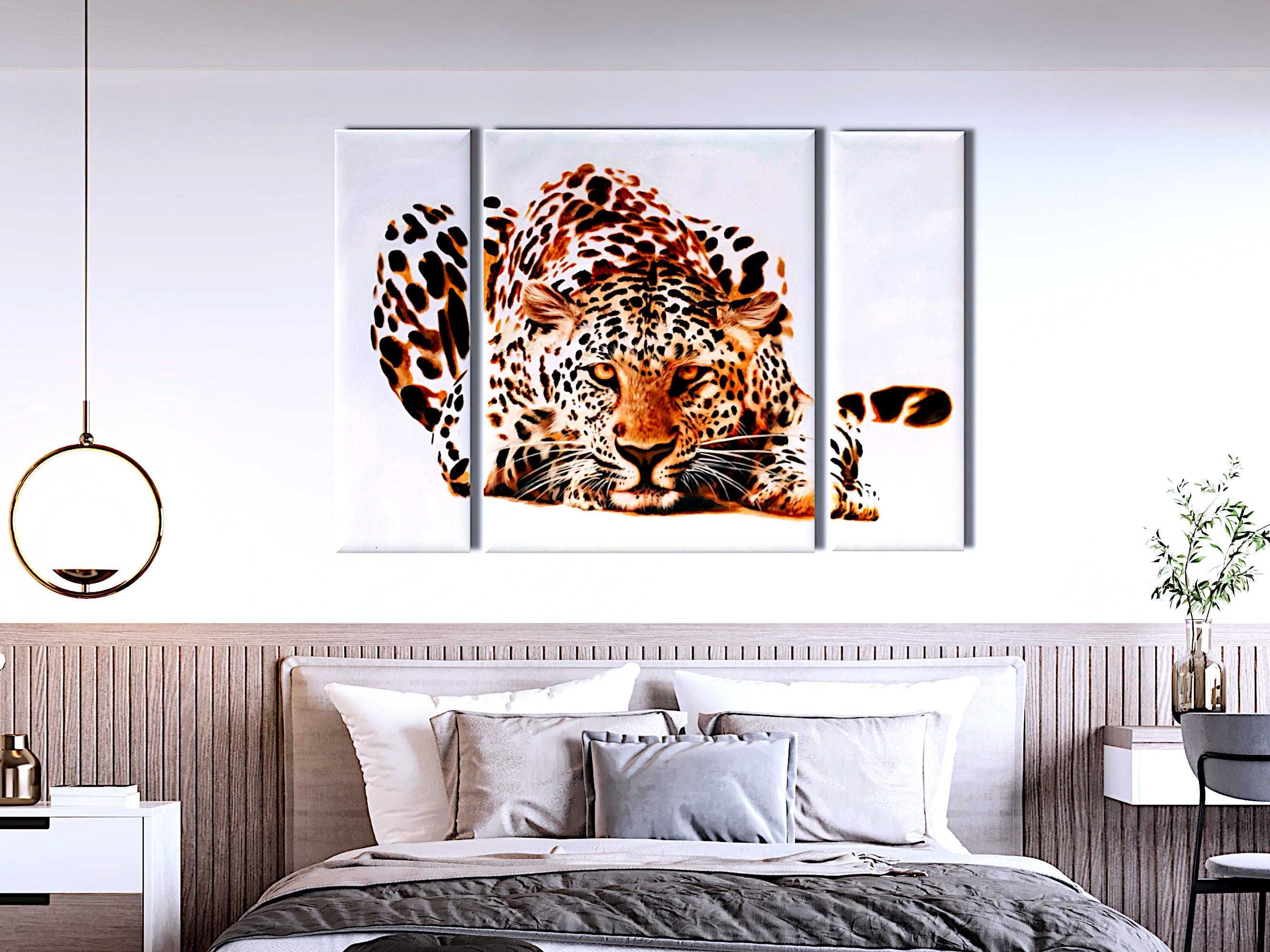 Conjunto Leopardo de três painéis de pintura original em canvas