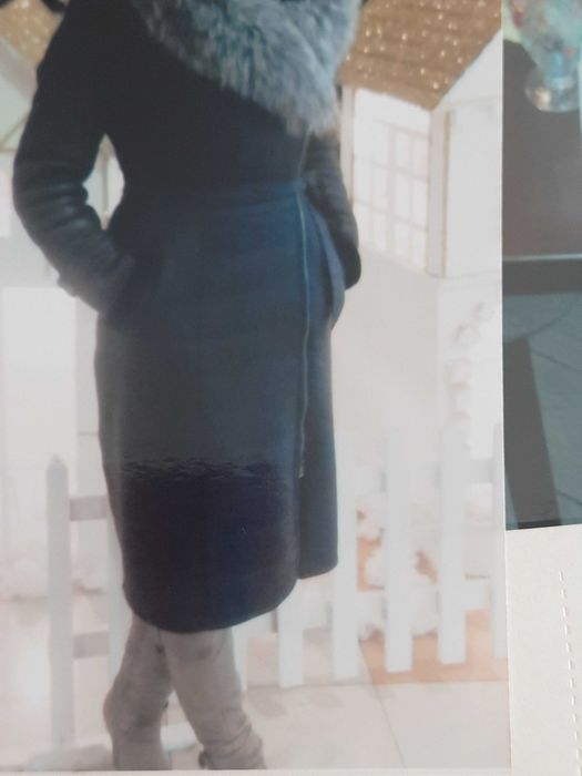 Дубленка жіноча чорного кольору дублянка  зимова зимове пальто