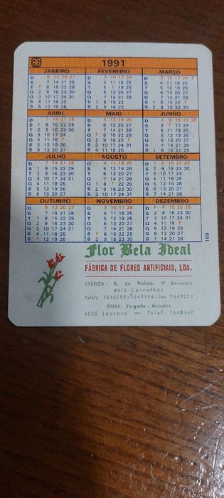 Calendário de 1991