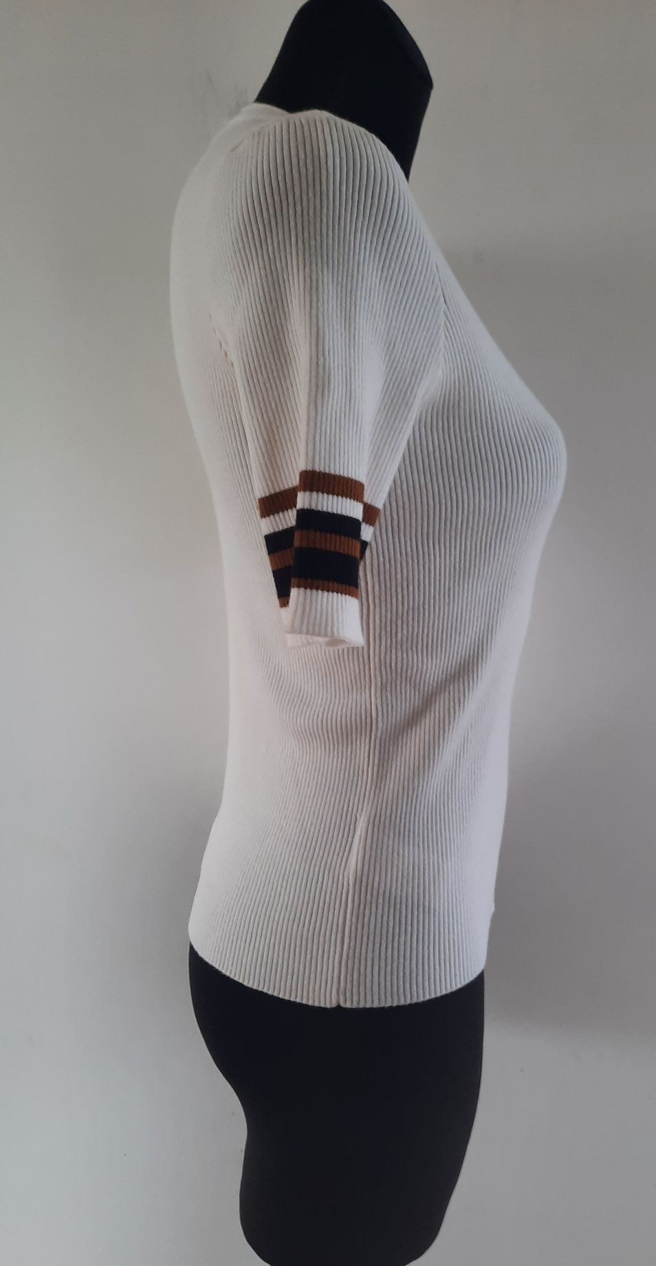 Bluzka Vero Moda kremowa, ecri, brąz, czarny