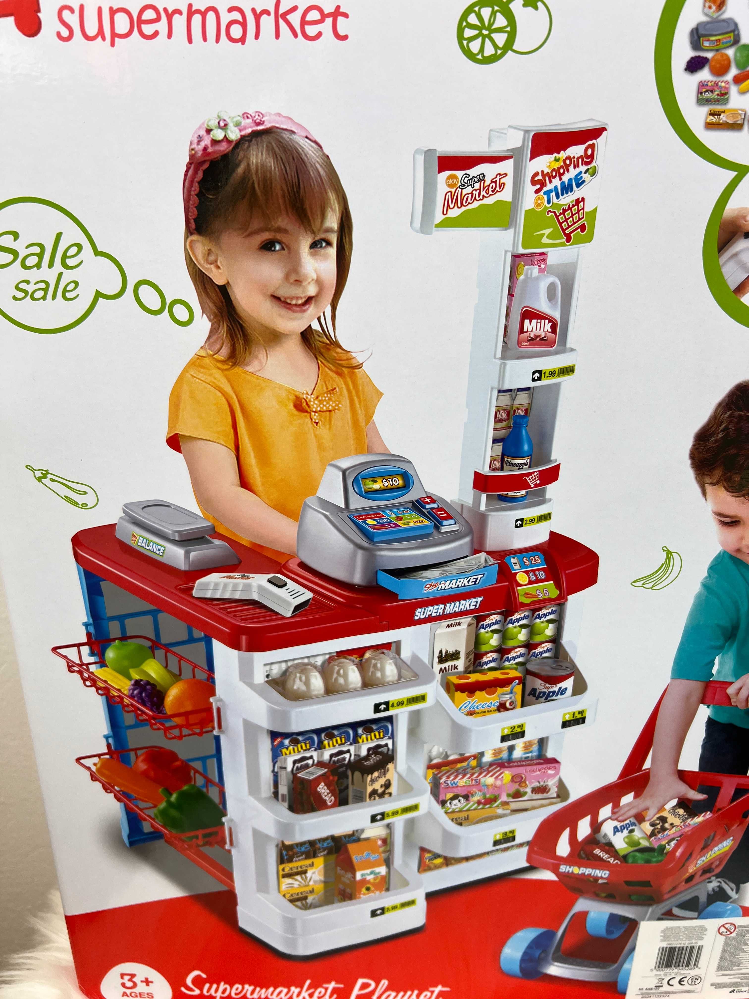 Nowy Supermarket zabawkowy dla dzieci z wózkiem i akcesoriami Sklep