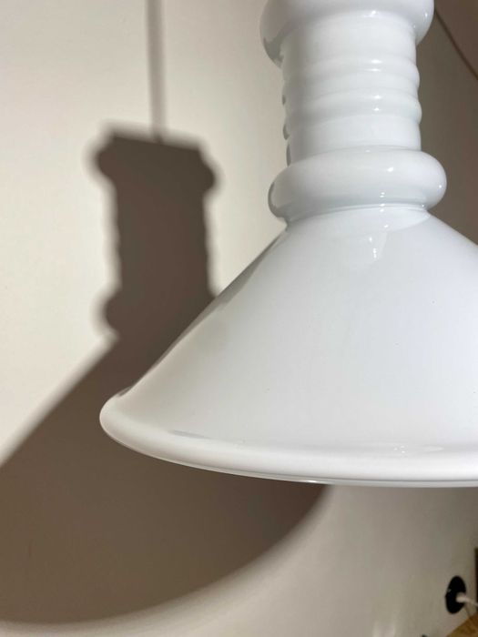 Duża, biała wisząca lampa Apoteker z opalowego szkła