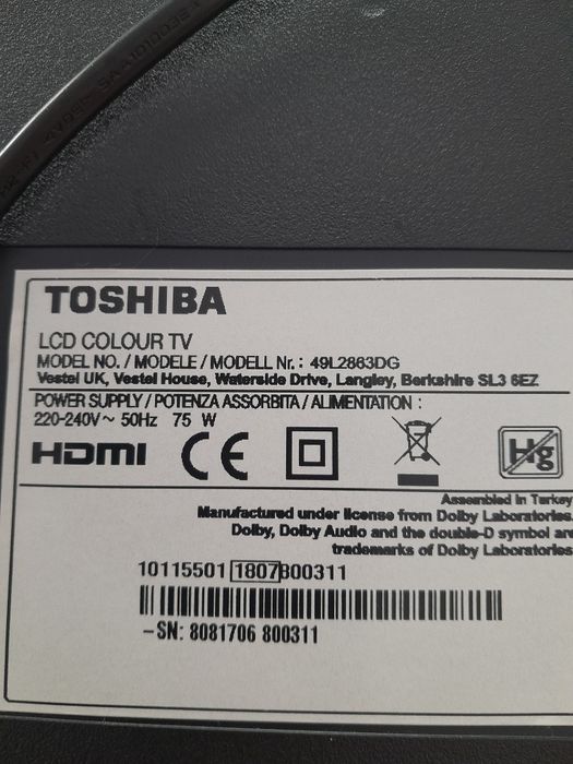 Tv toshiba 111cm