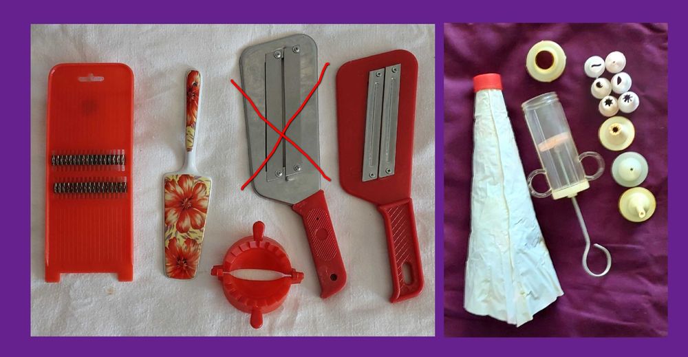 Терка морков Ложка торт Шинковка капуст Форма вареников Кондитер шприц