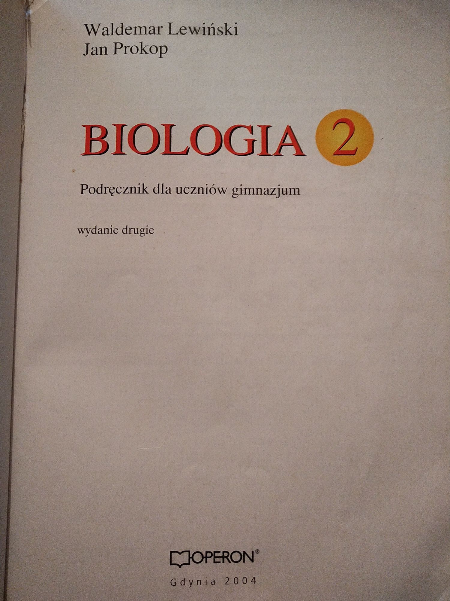 Podręcznik do biologii kl.2.Jan Prokop, Waldemar Lewiński.wyd.Operon