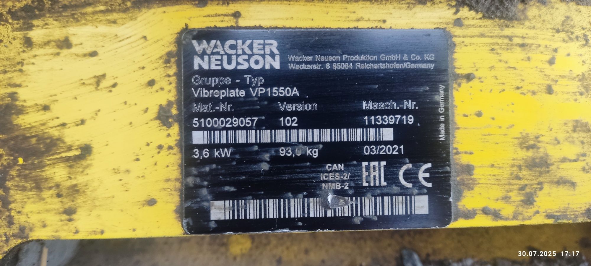 Zagęszczarka Wacker Neuson VP 1550