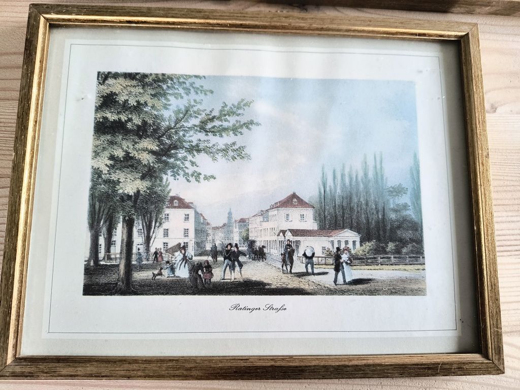 Obrazki w drewnianych ramkach 3 sztuki komplet