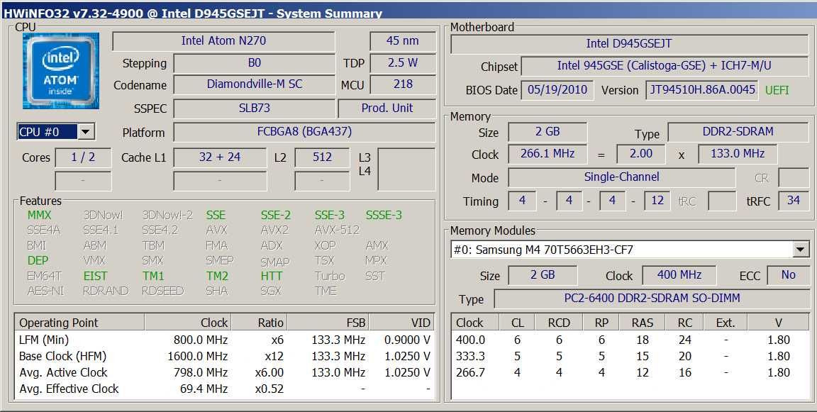 Intel D945GSEJT + 2GB