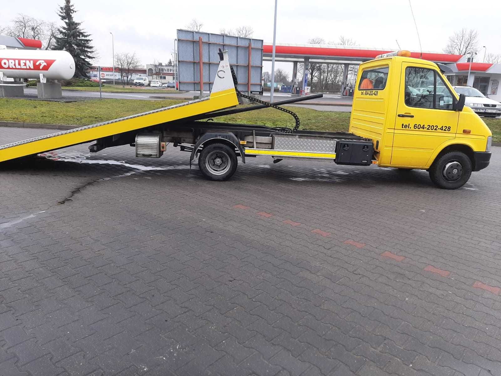 VW LT 46, laweta pomoc drogowa ze zjeżdżaną platformą. KLIMA