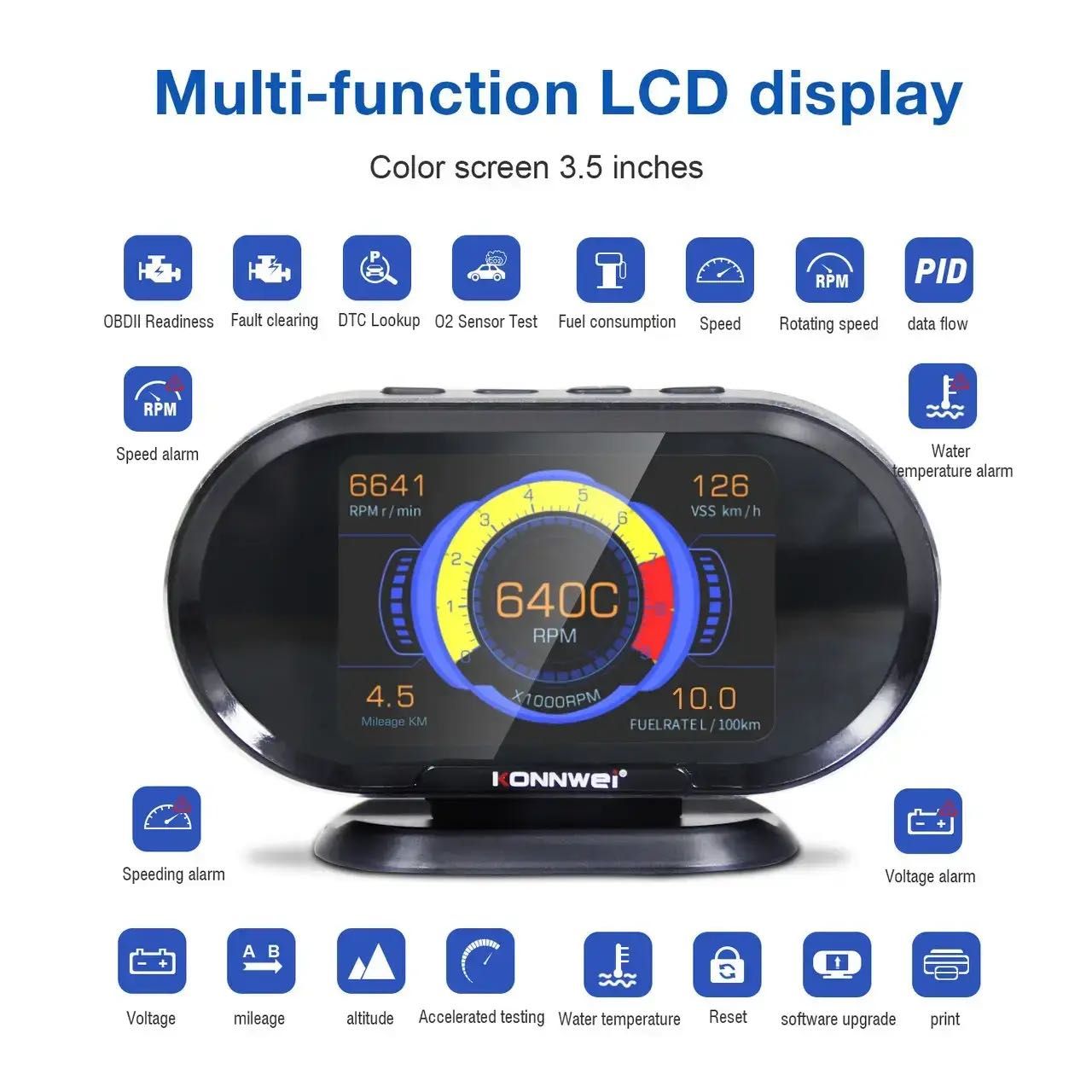 Бортовой компьютер OBD2 Konnwei KW206 БК борт компютер обд2
