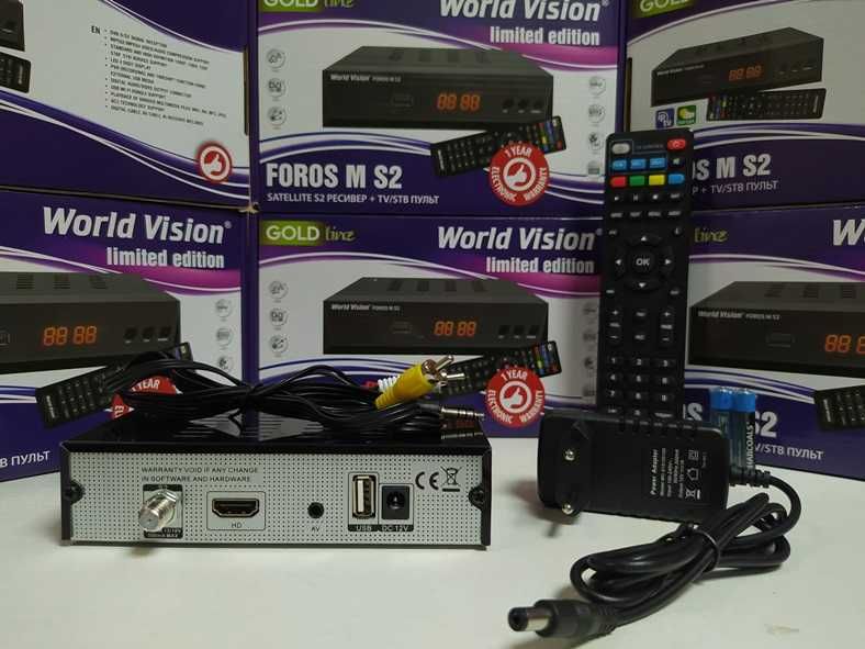 Спутниковый ресивер T2Mi WORLD VISION FOROS M S2 тюнер HD Mpeg4