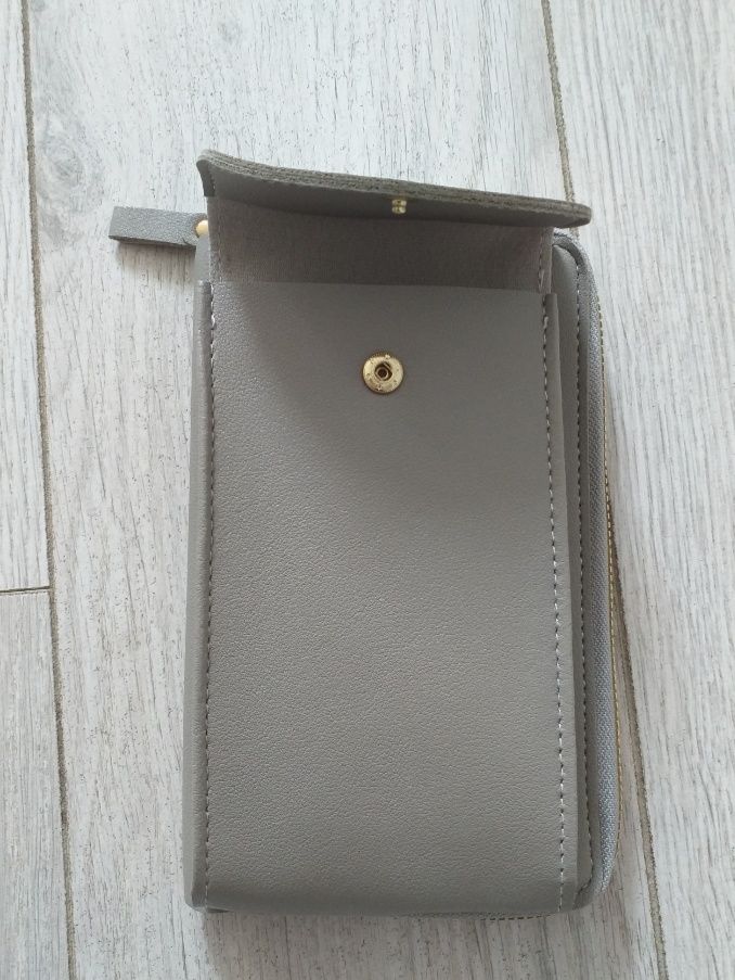 Mała szara torebka na telefon + portfel