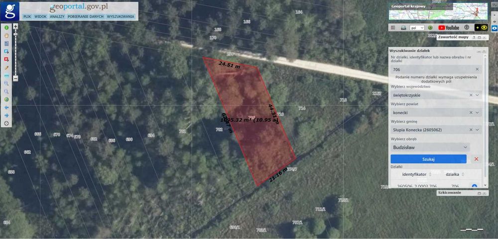 Działki leśne w gminie Łopuszno i Słupia Konecka