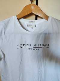 Nowa bluzka t-shirt Tommy Hilfiger biała z logo koszulka 164 xs s
