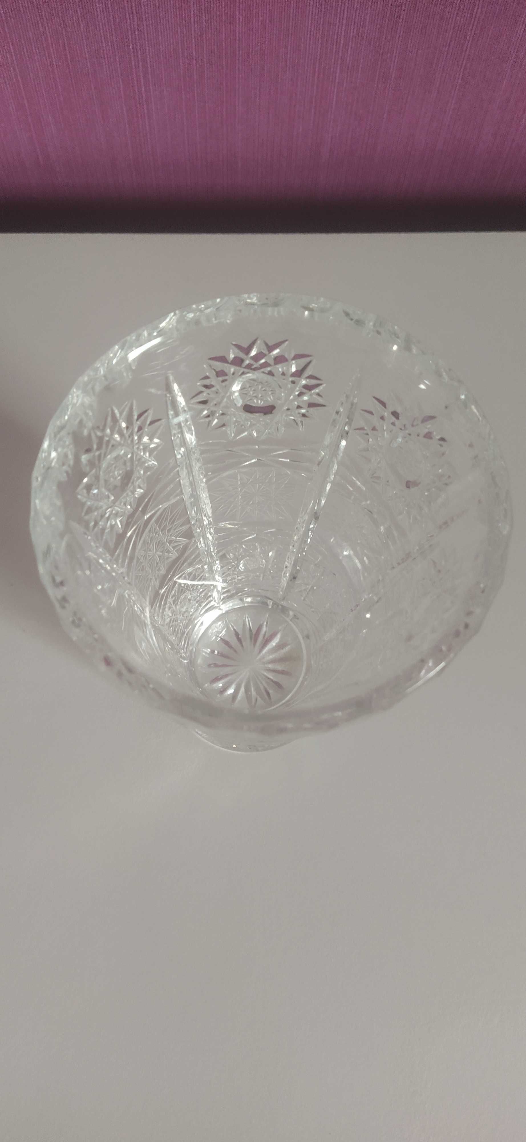 Kryształowy wazon wzorki vintage PRL
