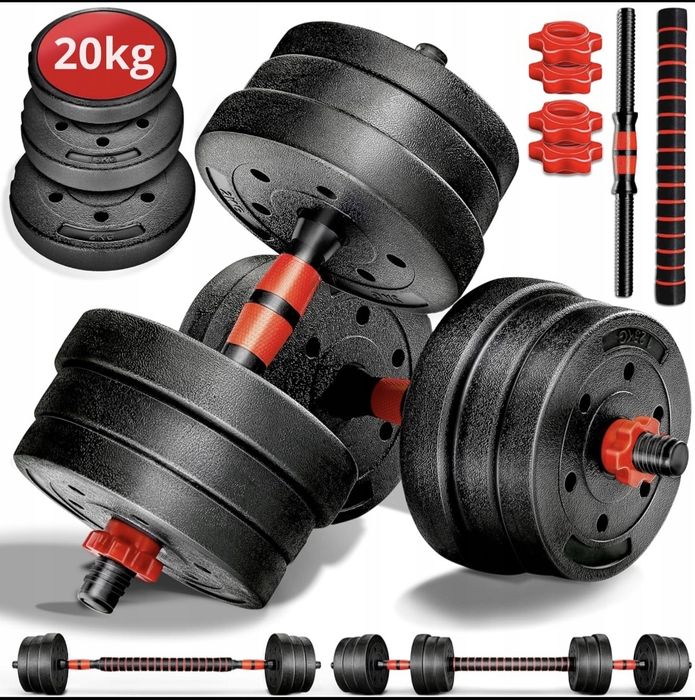 Nowe 20 kg regulowane hantle sztanga gryf talerze ciężarki