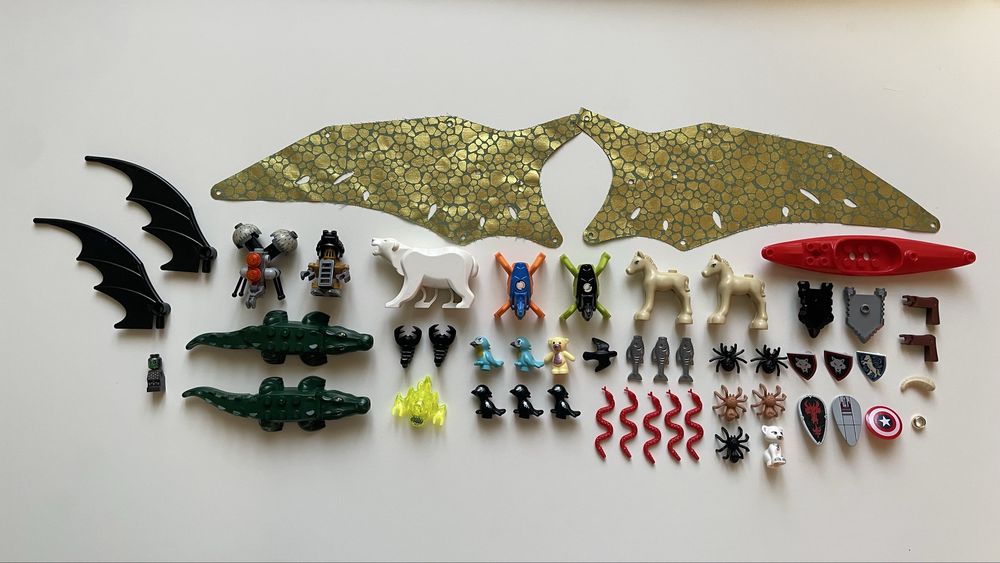 Lego деталі, лотр (lotr), торси, шоломи, волосся, тварини