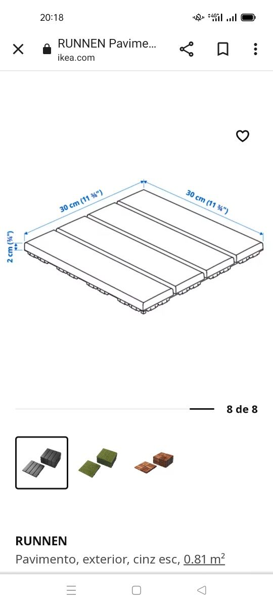 Pavimento exterior, Runnen IKEA. NOVO