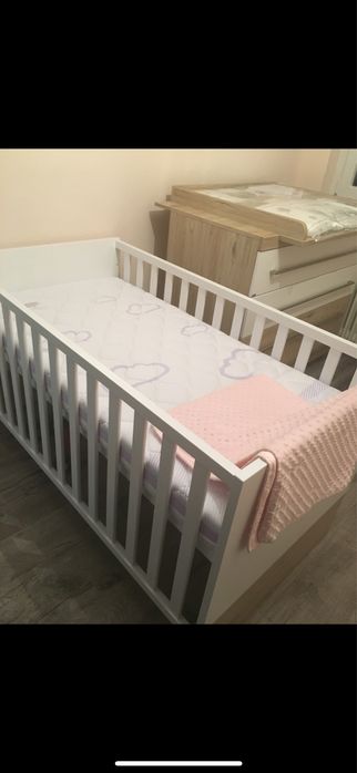 Meble PAIDI lozeczko komoda z przewijakiem + materac dwustronny