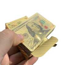 Metalizowane Złote Karty PoKeR do gry plastikowe styl dolara USD